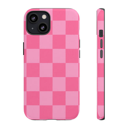 Pink Checkerboard Phone Case | Cute Aesthetic Checkered iPhone & Samsung Tough Case
