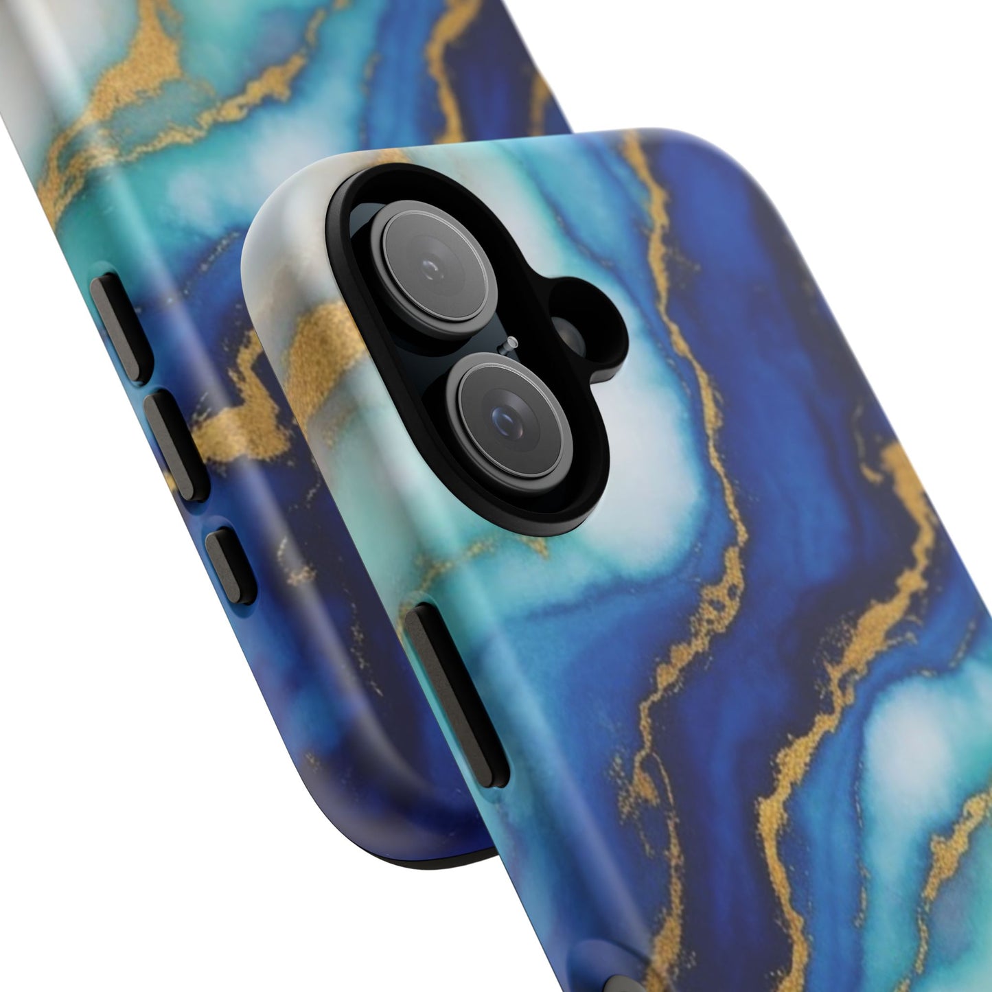Blue & Gold Marble Phone Case – Luxury Resin Art Tough Case (iPhone, Samsung, Pixel)