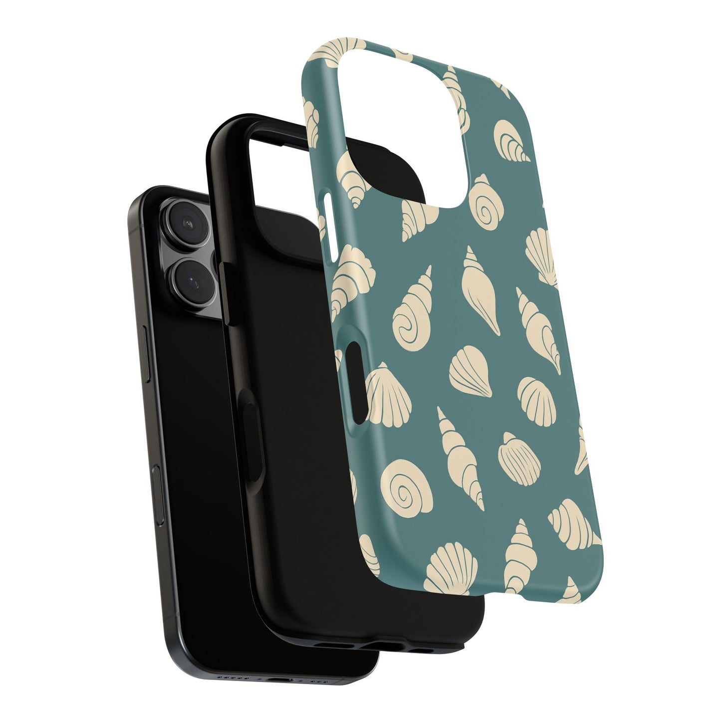 Seashell Pattern Phone Case | Teal Coastal Shells Tough Case for Iphone, Samsung Galaxy and Pixel