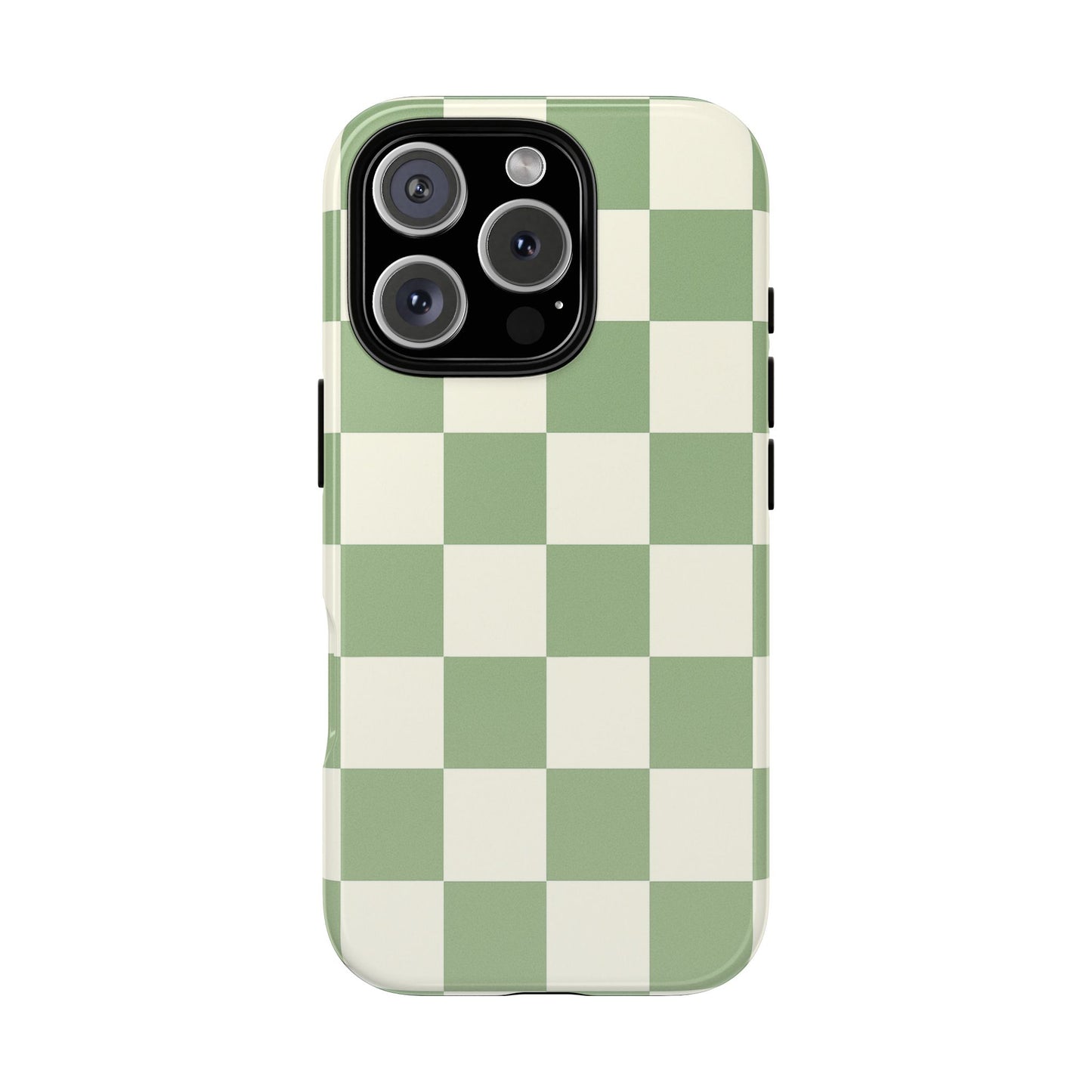 Sage Green Checkerboard Phone Case | Minimal Aesthetic Checkered iPhone & Samsung Tough Case