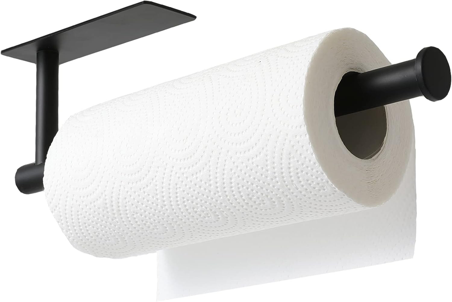 Paper Towel Holder - under Cabinet Paper Towel Holder for Kitchen, Adhesive Paper Towel Roll Rack for Bathroom Towel, Wall Mounted Matte Black Paper Towel Rack, SUS304 Stainless Steel