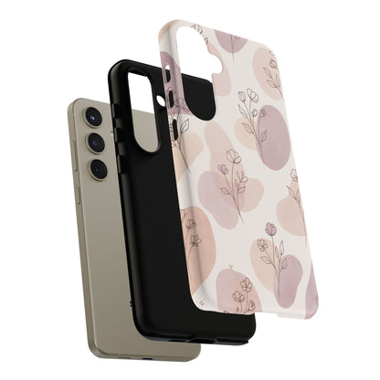 Blush Floral Phone Case Neutral Botanical Watercolor Tough Cover