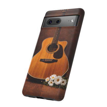 Acoustic Guitar Daisy Phone Case | Rustic Music Lover Tough Cover