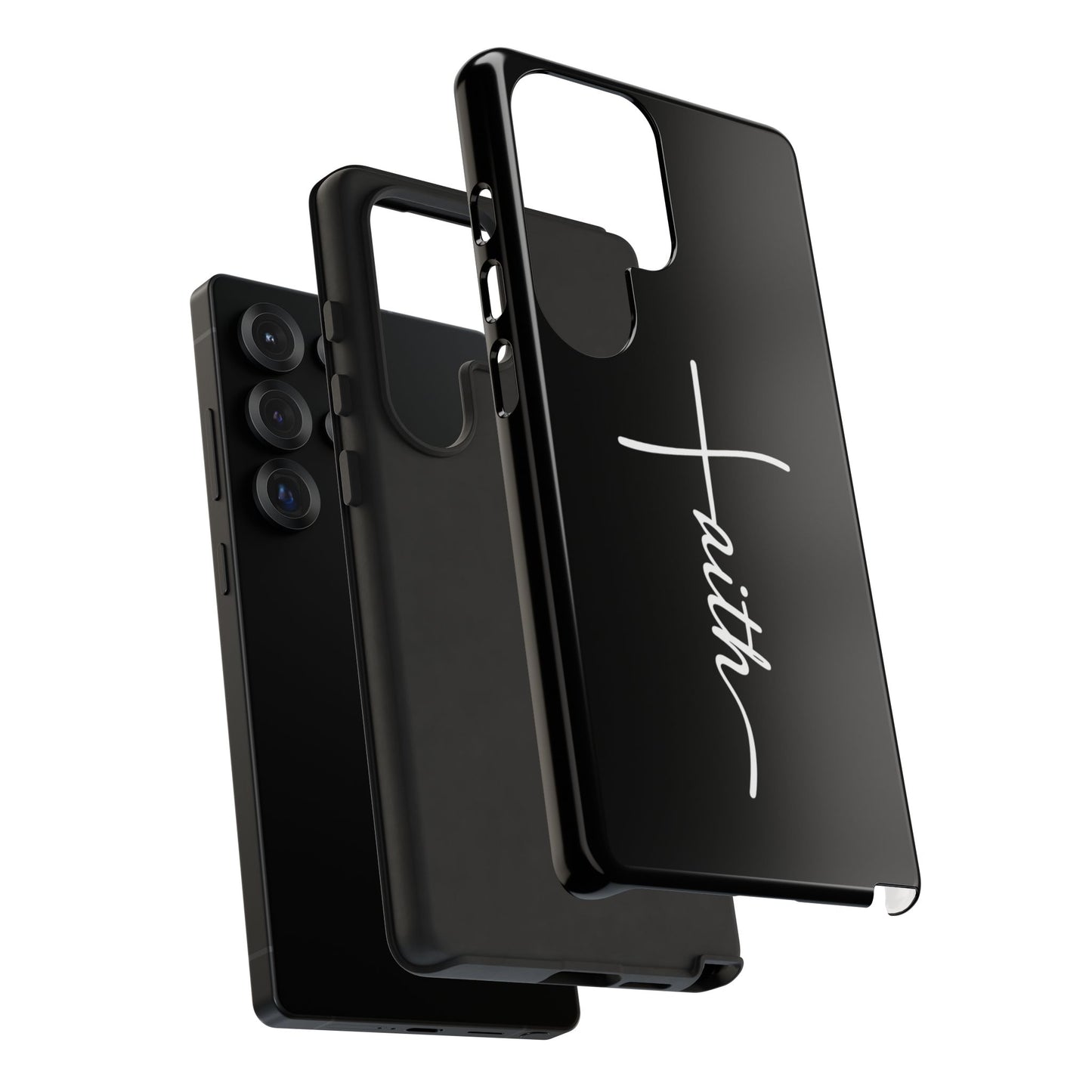 Faith Cross Phone Case, Christian Aesthetic Minimalist Black Matte Case, Religious Gift iPhone Samsung Cover