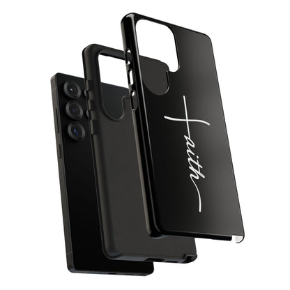 Faith Cross Phone Case, Christian Aesthetic Minimalist Black Matte Case, Religious Gift iPhone Samsung Cover