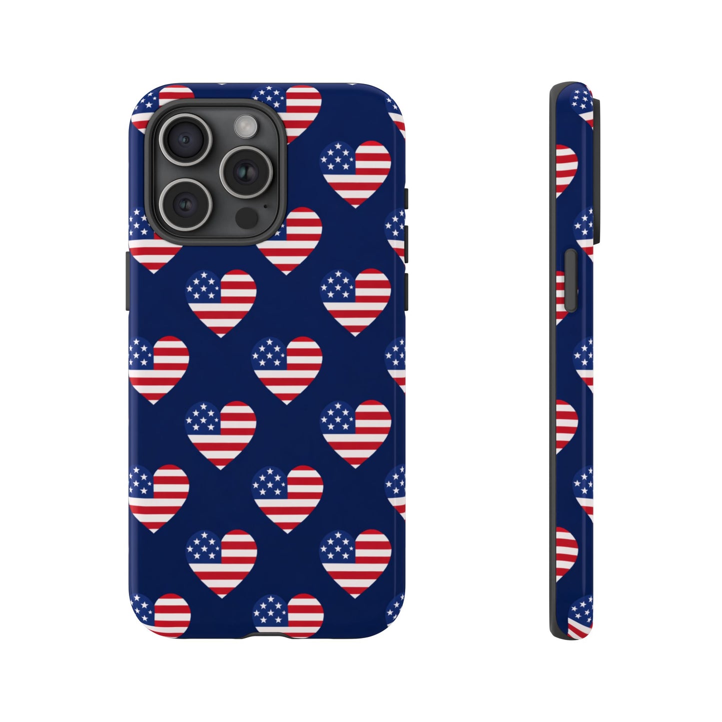 Patriotic American Flag Heart Phone Case – Tough Shockproof, USA Stars & Stripes for Iphone, Samsung Galaxy and Pixel