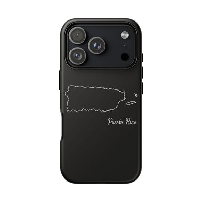 Puerto Rico Outline Phone Case – Minimal Country Map Tough Case (iPhone, Samsung, Pixel)