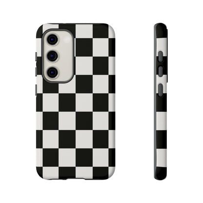 Black & White Checkerboard Phone Case – Classic Aesthetic Tough Protective Case for Iphone, Samsung Galaxy and Pixel
