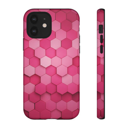 Hot Pink Hexagon Phone Case | Honeycomb Geometric Aesthetic | Cute Pink iPhone & Samsung Tough Protective Case