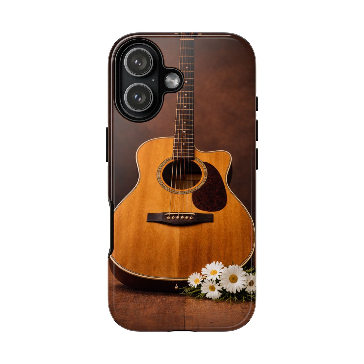 Acoustic Guitar Daisy Phone Case | Rustic Music Lover Tough Cover