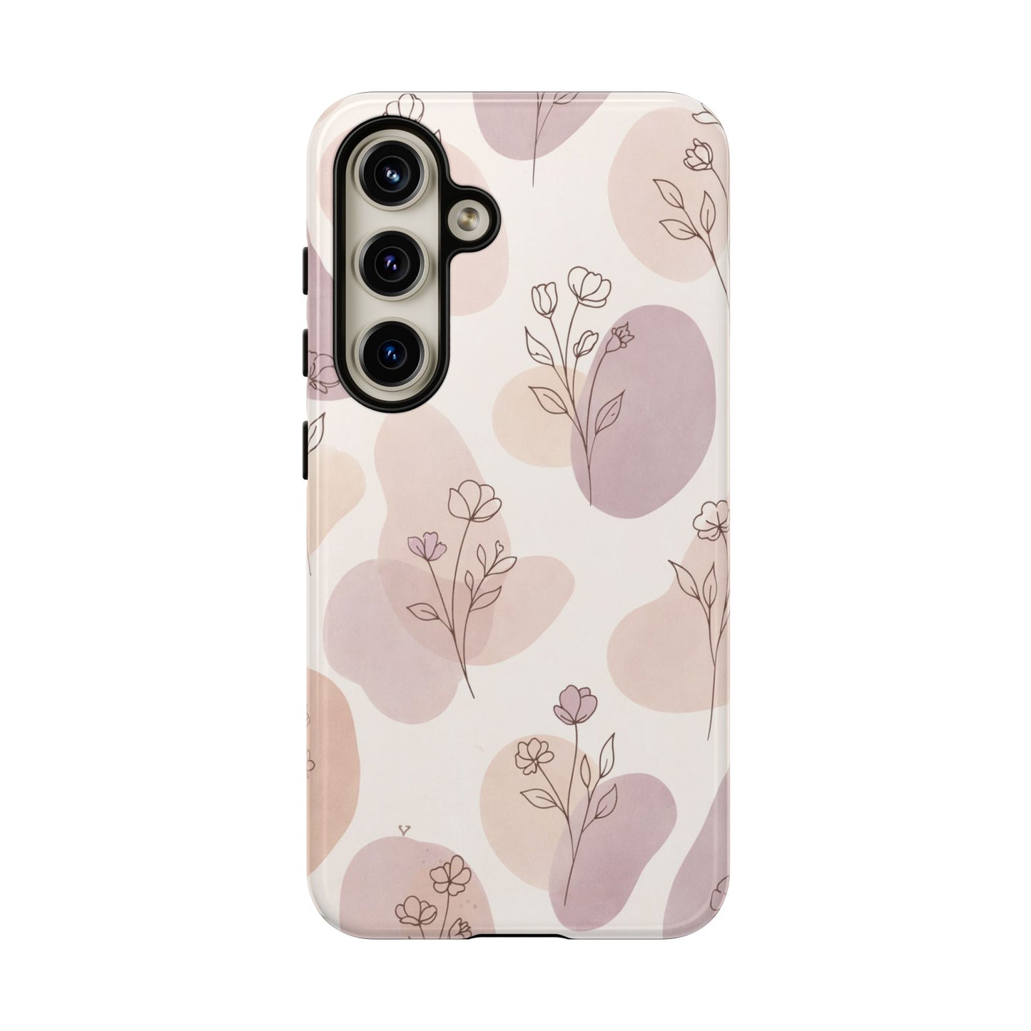 Blush Floral Phone Case Neutral Botanical Watercolor Tough Cover