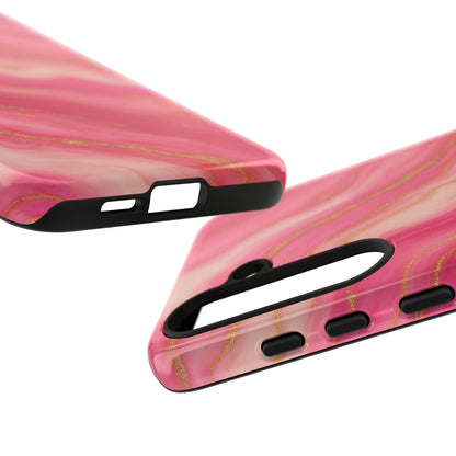 Pink Marble Phone Case | Rose Gold Swirl Aesthetic Tough Protective Case
