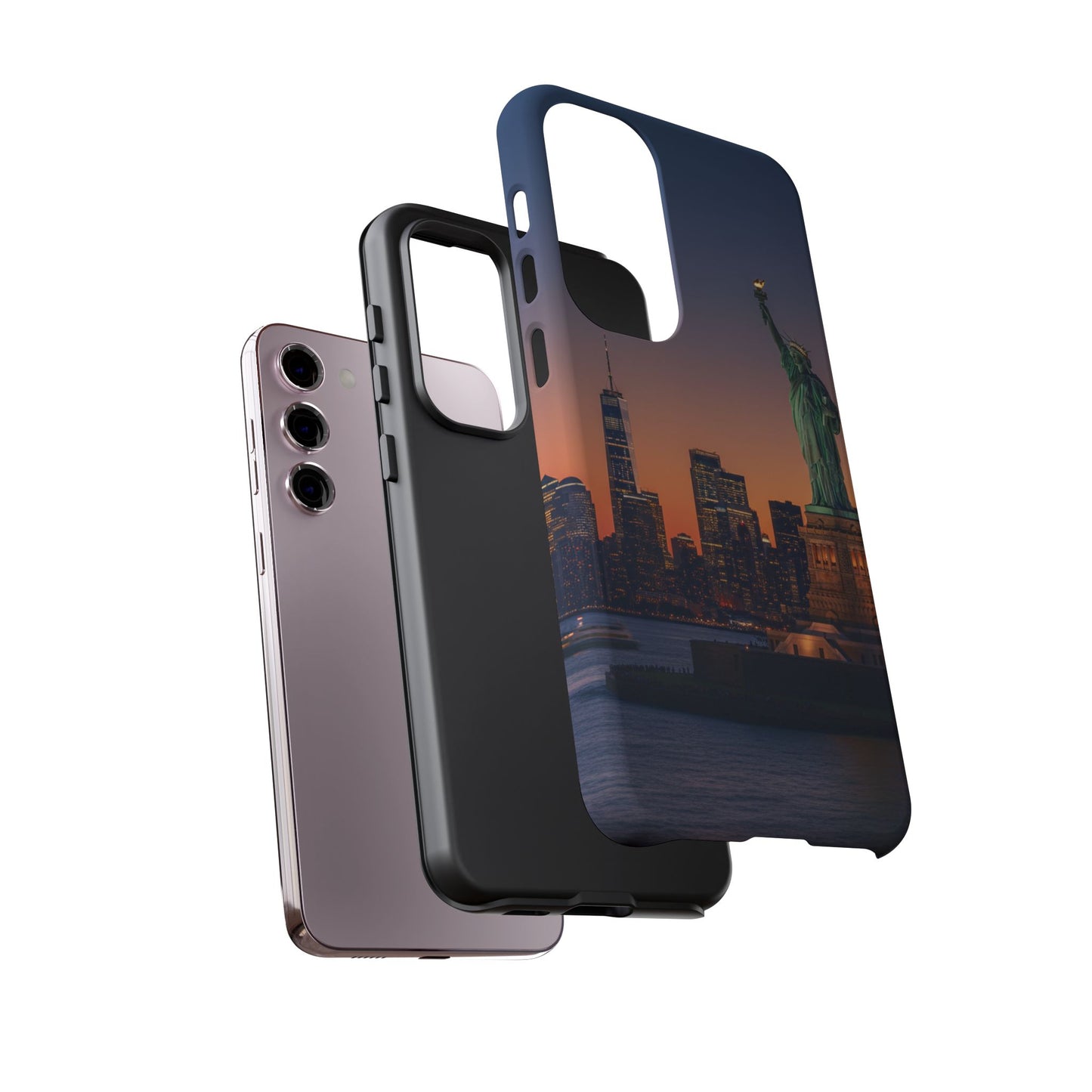 Statue of Liberty Sunset Phone Case – New York City Skyline Travel Aesthetic Tough Case