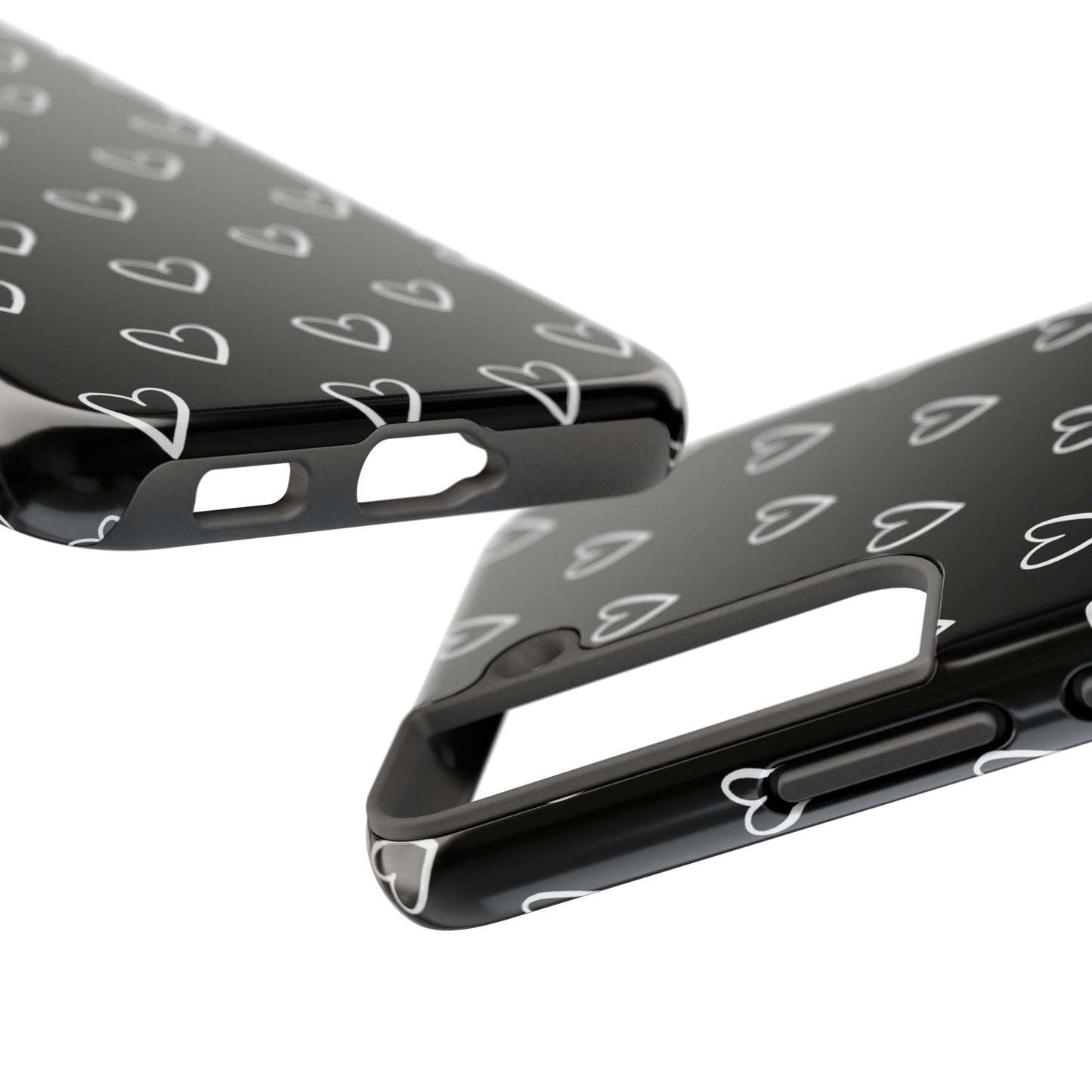 Doodle Heart Phone Case – Minimal Black & White Heart Pattern | Tough Protective Case