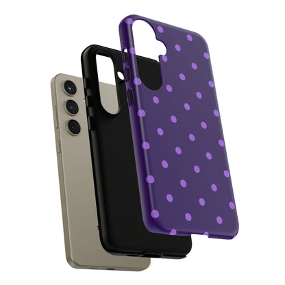 Purple Polka Dot Tough Phone Case – Cute Stylish Durable Protective Cover for Iphone, Samsung Galaxy and Pixel
