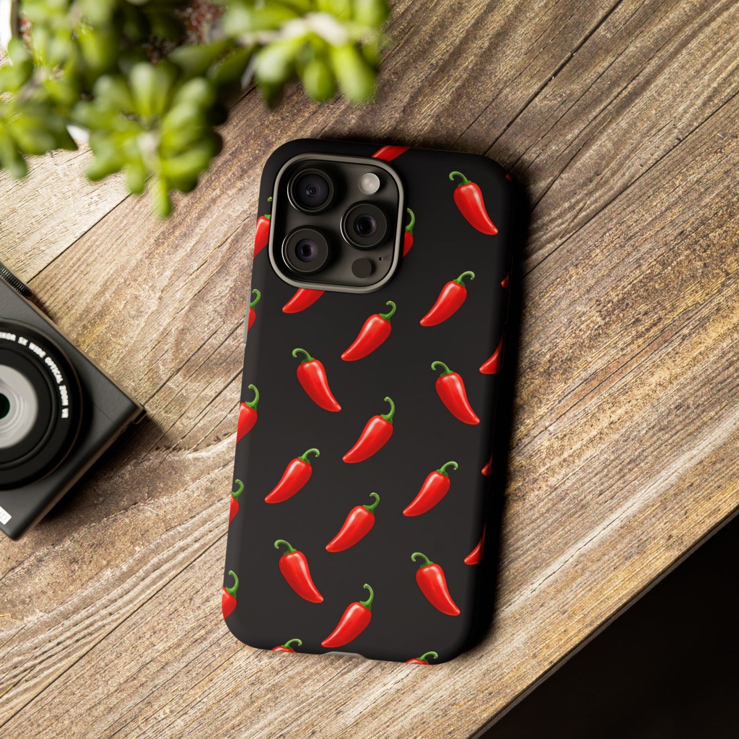 Spicy Chili Pepper Phone Case – Black Cute Hot Pepper Tough Cover for Iphone, Samsung Galaxy and Pixel