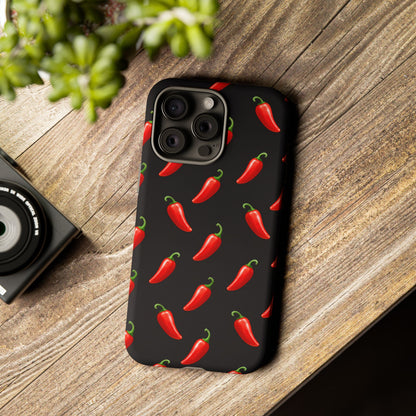 Spicy Chili Pepper Phone Case – Black Cute Hot Pepper Tough Cover for Iphone, Samsung Galaxy and Pixel