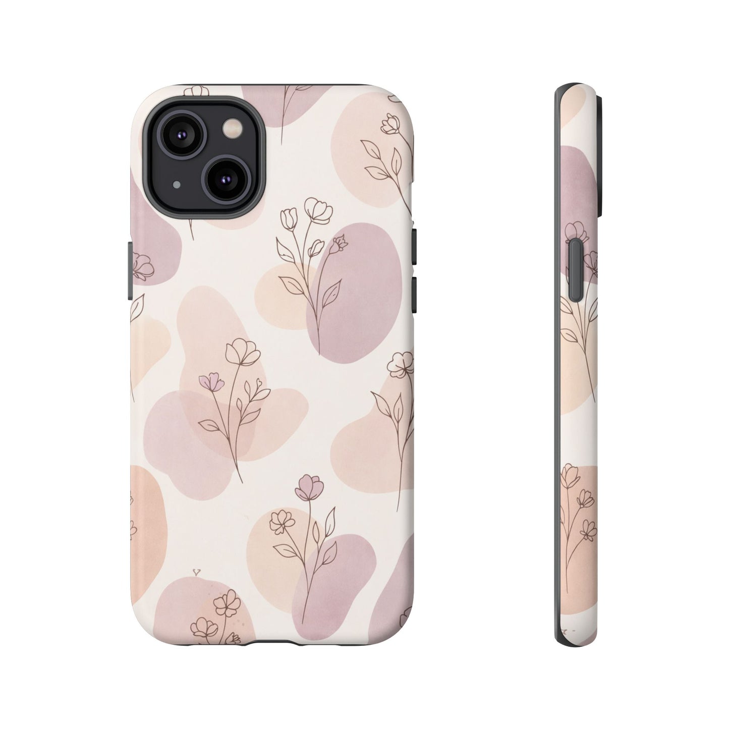 Blush Floral Phone Case Neutral Botanical Watercolor Tough Cover