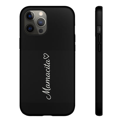 Mamacita Script Phone Case | Minimal Black Tough Case | Sleek Aesthetic Cover
