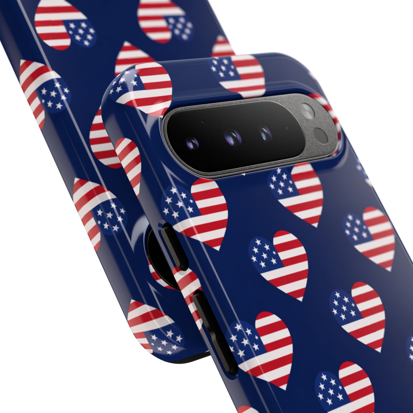 Patriotic American Flag Heart Phone Case – Tough Shockproof, USA Stars & Stripes for Iphone, Samsung Galaxy and Pixel