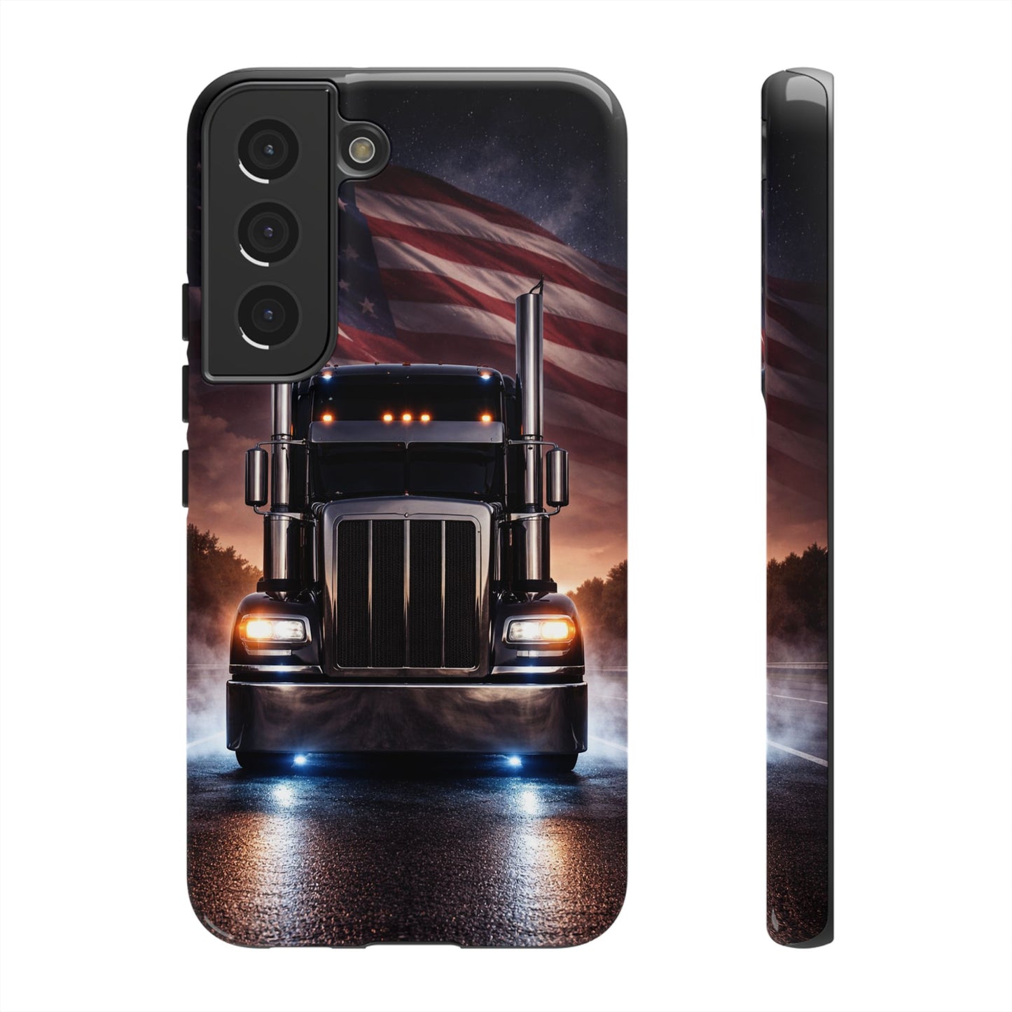 Semi Truck Phone Case American Flag Big Rig Trucker Gift iPhone Samsung
