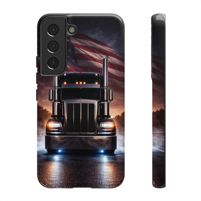 Semi Truck Phone Case American Flag Big Rig Trucker Gift iPhone Samsung