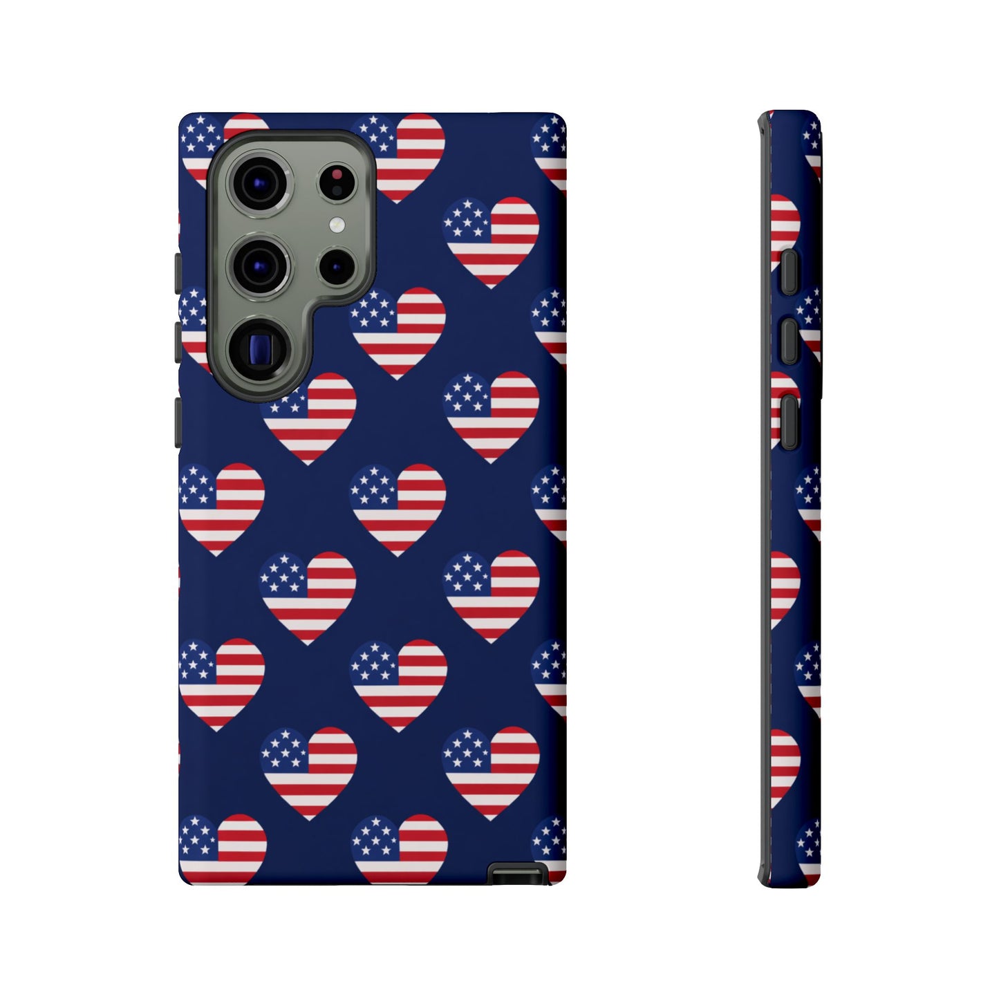 Patriotic American Flag Heart Phone Case – Tough Shockproof, USA Stars & Stripes for Iphone, Samsung Galaxy and Pixel