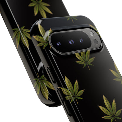 Cannabis Leaf Phone Case Green Weed Leaf Pattern Tough Protective Cover