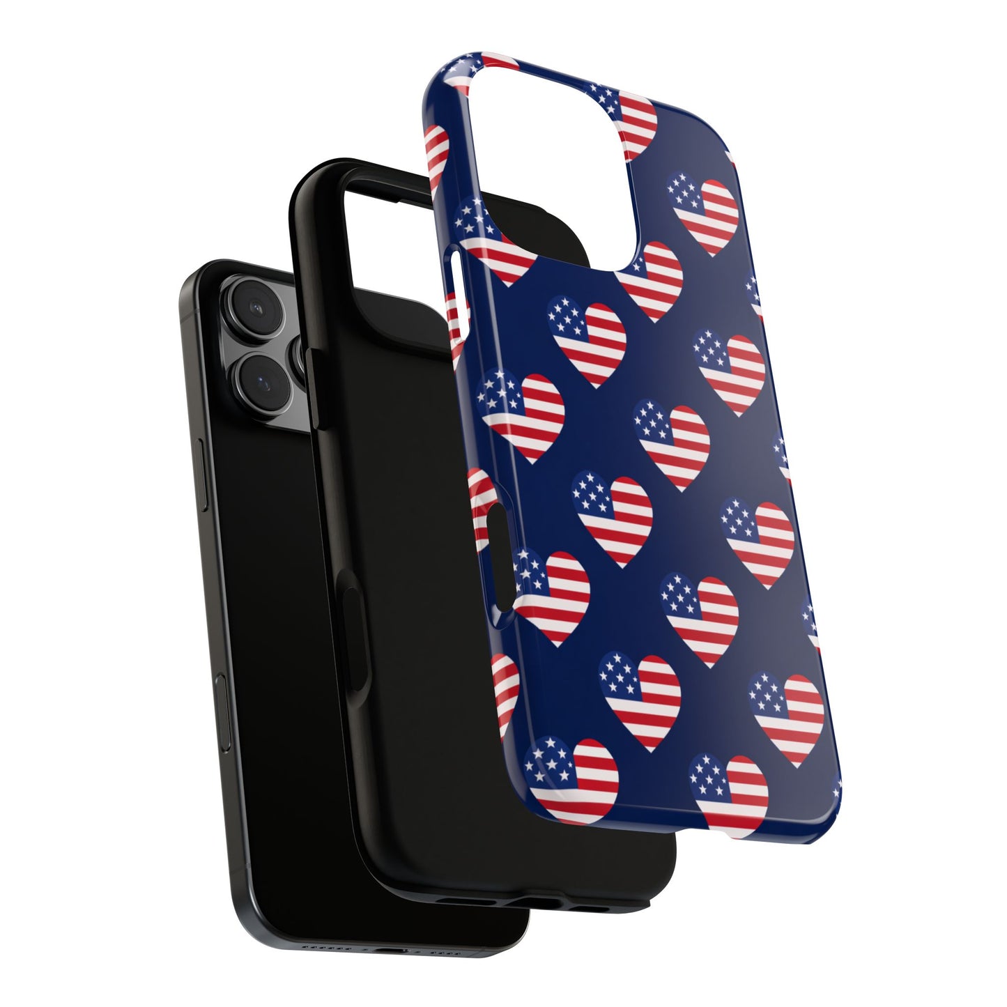 Patriotic American Flag Heart Phone Case – Tough Shockproof, USA Stars & Stripes for Iphone, Samsung Galaxy and Pixel