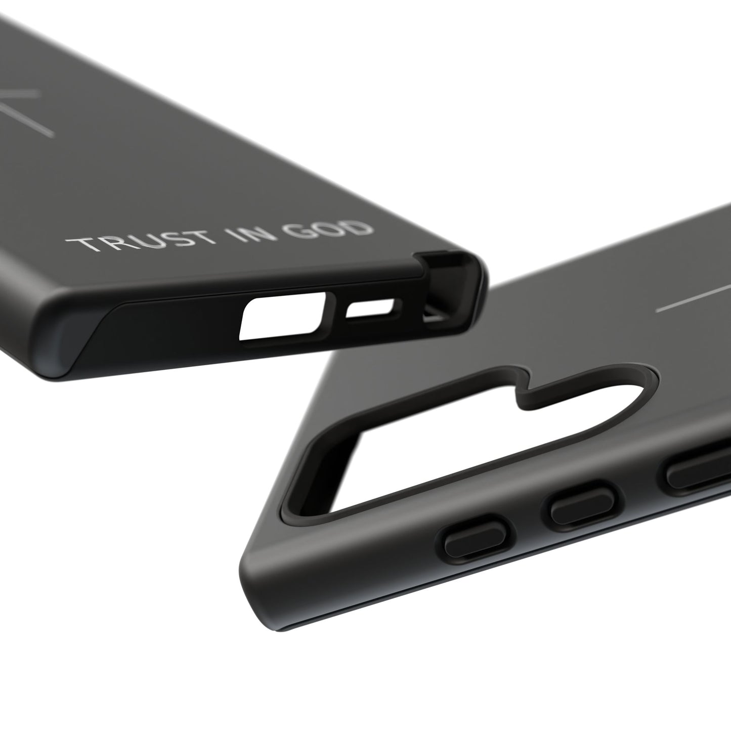Trust in God Phone Case Minimal Cross Christian Black Tough Cover