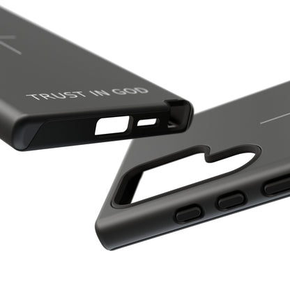 Trust in God Phone Case Minimal Cross Christian Black Tough Cover