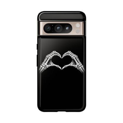 Skeleton Hands Heart Phone Case | Gothic Black Protective Cover