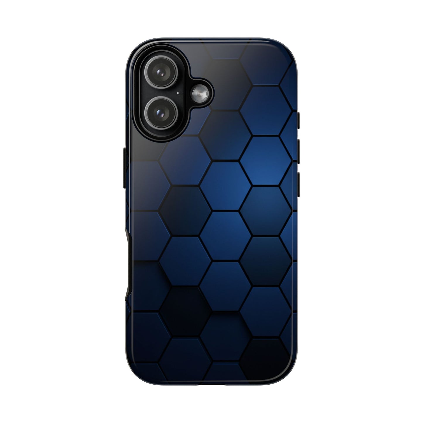 Blue Hexagon Gradient Phone Case | Honeycomb Geometric Tech Aesthetic | Minimalist Tough Case for iPhone & Samsung