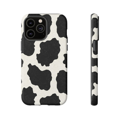 Black & White Cow Print Phone Case | Western Aesthetic iPhone & Samsung Tough Case