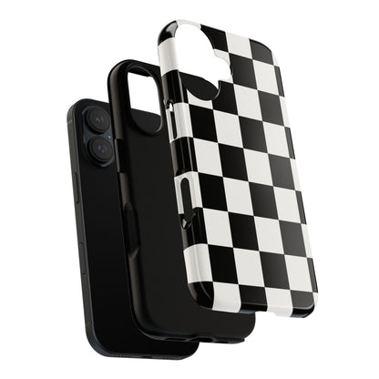 Black & White Checkerboard Phone Case – Classic Aesthetic Tough Protective Case for Iphone, Samsung Galaxy and Pixel