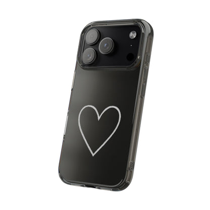 Minimal Hand-Drawn Heart Clear Phone Case | Aesthetic Clear Protective Case