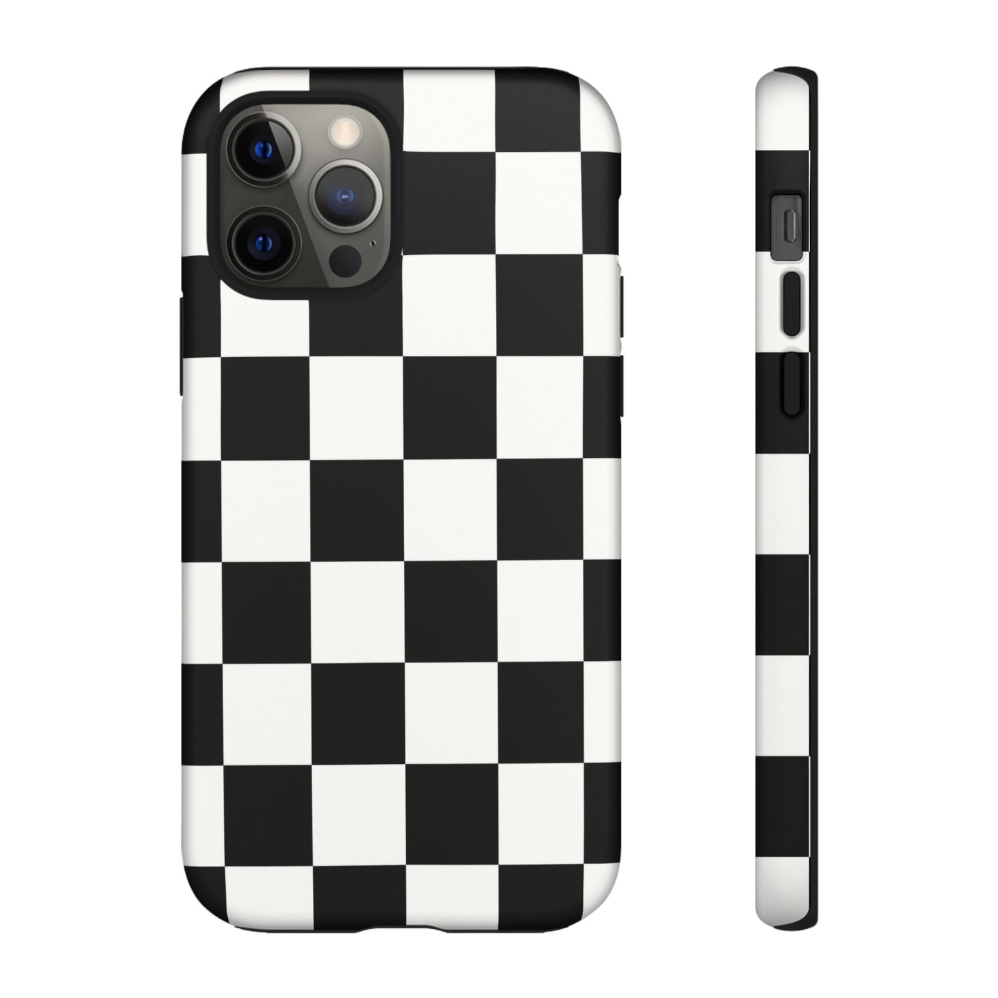 Black & White Checkerboard Phone Case – Classic Aesthetic Tough Protective Case