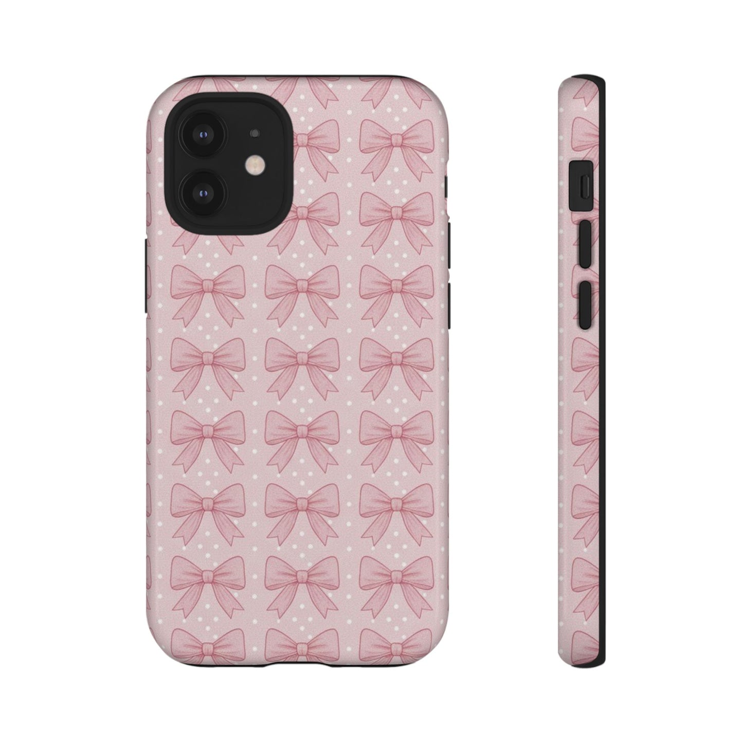 Pink Bow Pattern Phone Case – Soft Coquette Aesthetic Tough Case