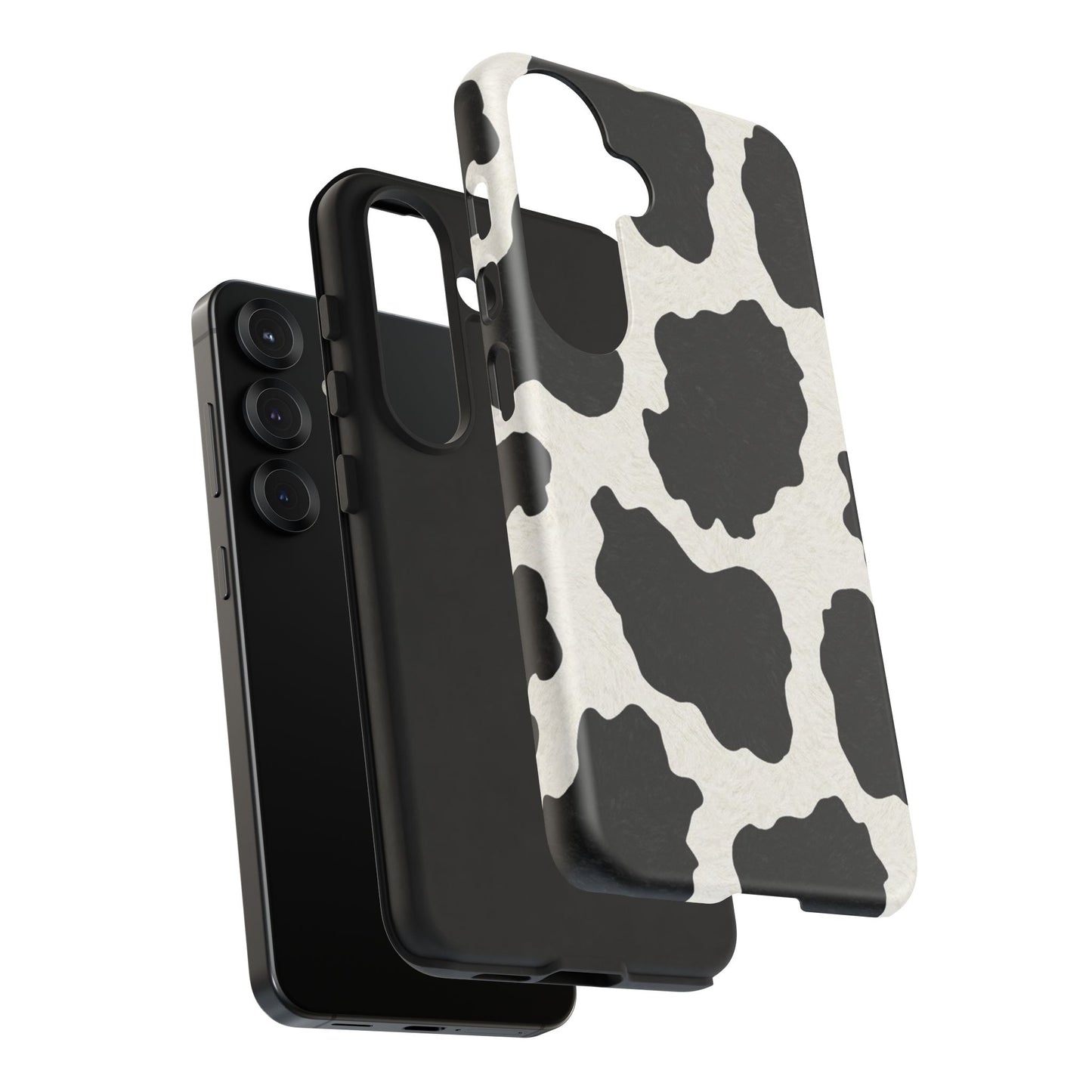 Black & White Cow Print Phone Case | Western Aesthetic iPhone & Samsung Tough Case