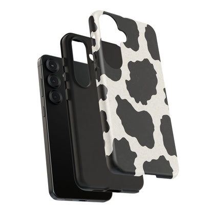 Black & White Cow Print Phone Case | Western Aesthetic iPhone & Samsung Tough Case