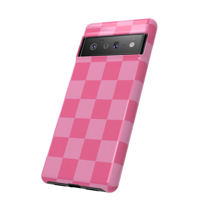 Pink Checkerboard Phone Case – Cute Aesthetic Tough Case for iPhone & Samsung