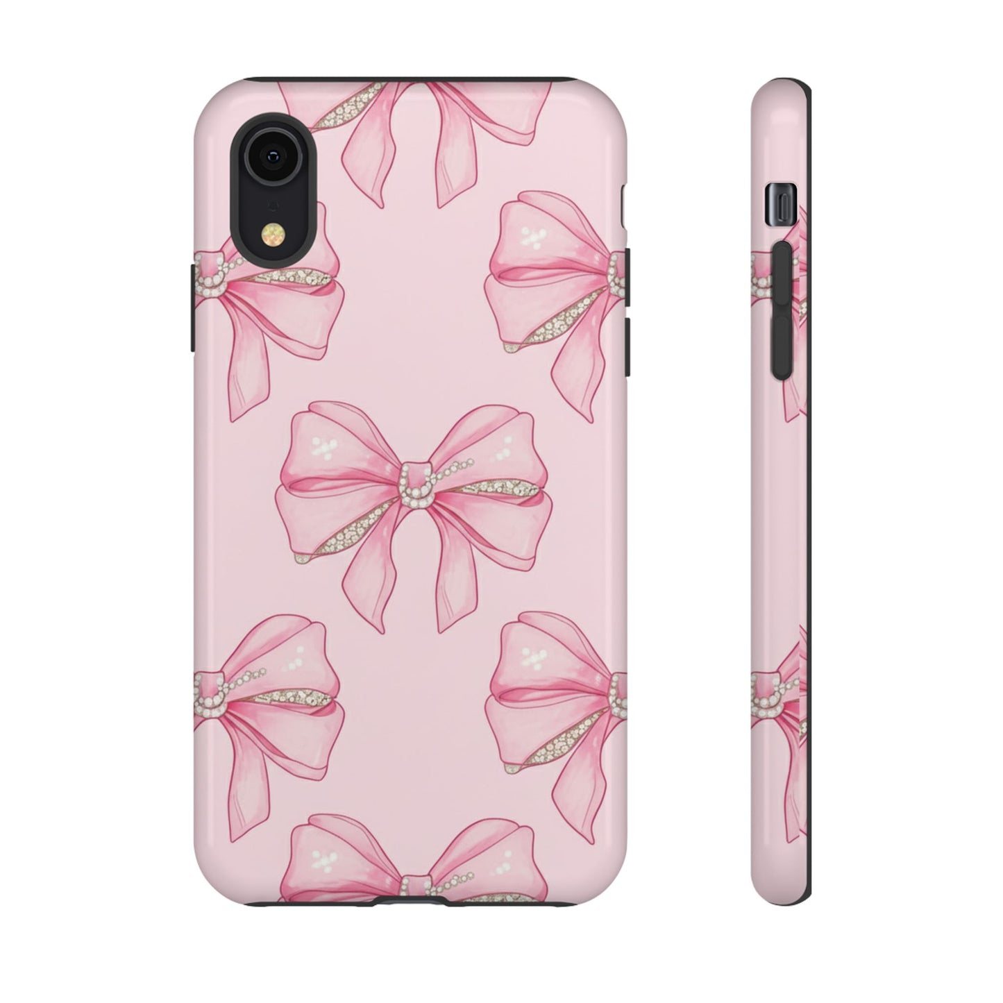 Pink Bow Pattern Phone Case | Coquette Aesthetic Tough Protective Case