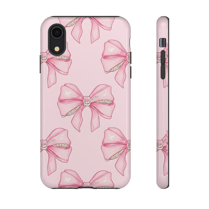 Pink Bow Pattern Phone Case | Coquette Aesthetic Tough Protective Case