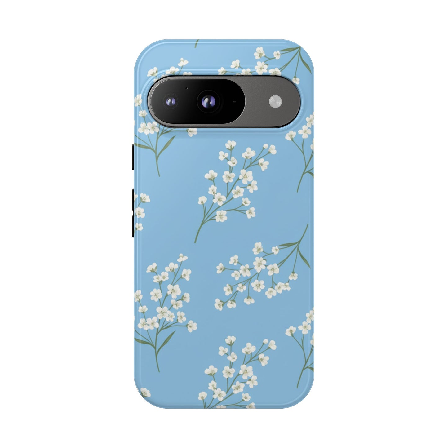 Baby’s Breath Floral Phone Case – Blue Minimal Flower Aesthetic Tough Case