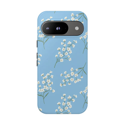 Baby’s Breath Floral Phone Case – Blue Minimal Flower Aesthetic Tough Case