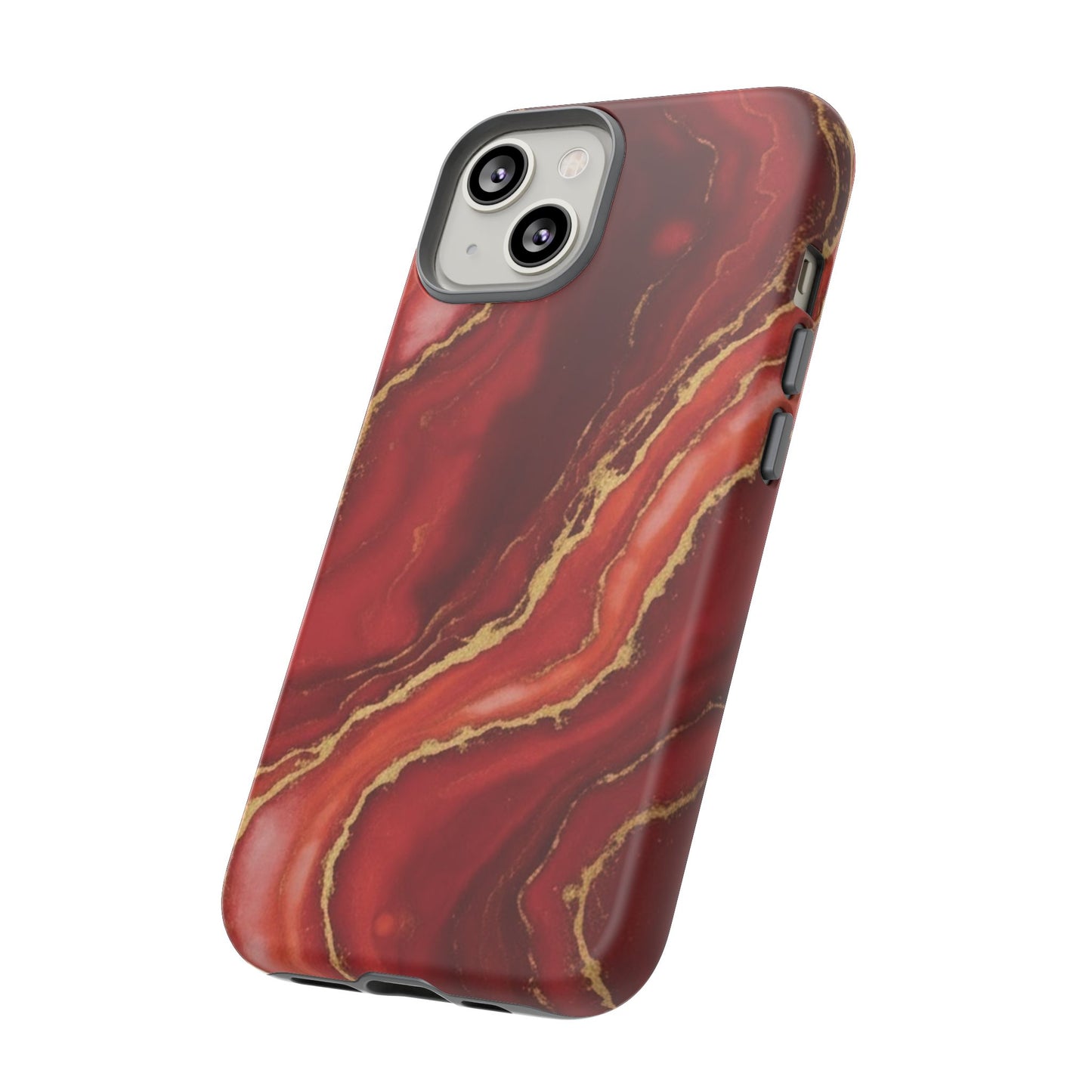 Red Agate Marble Phone Case with Gold Veins – Luxury Tough iPhone & Samsung Case