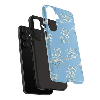Baby’s Breath Floral Phone Case – Blue Minimal Flower Aesthetic Tough Case