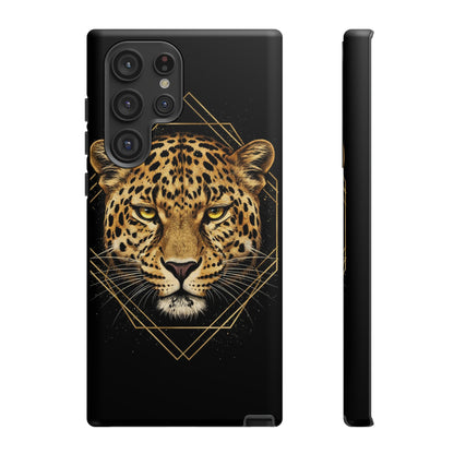 Leopard Phone Case – Black Gold Leopard Head Luxury Animal Tough Case