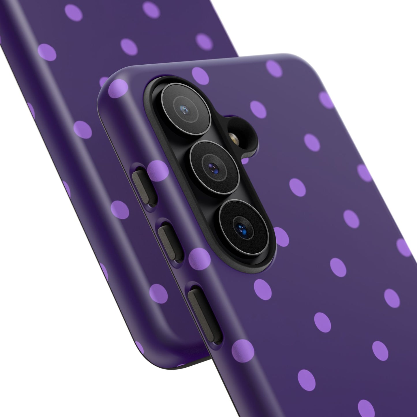 Purple Polka Dot Tough Phone Case – Cute Stylish Durable Protective Cover for Iphone, Samsung Galaxy and Pixel
