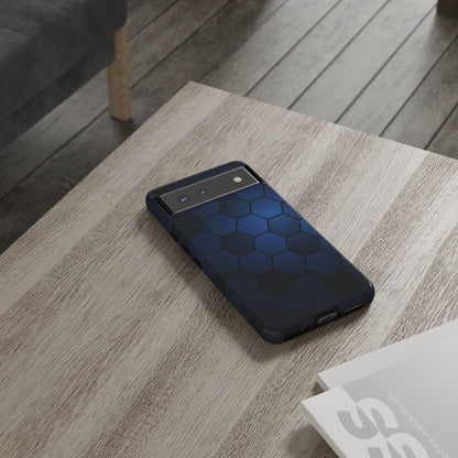 Blue Hexagon Gradient Phone Case | Honeycomb Geometric Tech Aesthetic | Minimalist Tough Case for iPhone & Samsung